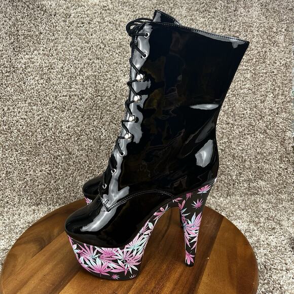 Ellie 7" Stiletto Women's 11 Lace Up Boots Print Wrapped Pf Shoes 709/Juicy - Picture 4 of 10